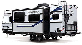 2019 Venture RV SportTrek ST251VRK Travel Trailer Exterior Rear 3-4 Off Door Side Slide Out