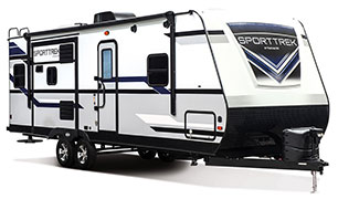 2019 Venture RV SportTrek ST252VRD Travel Trailer Exterior Front 3-4 Door Side