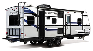 2019 Venture RV SportTrek ST252VRD Travel Trailer Exterior Rear 3-4 Door Side with Slide Out