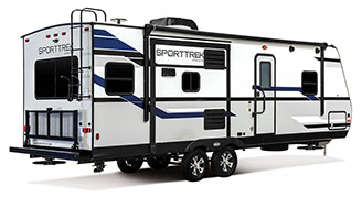 2019 Venture RV SportTrek ST252VRD Travel Trailer Exterior Rear 3-4 Door Side