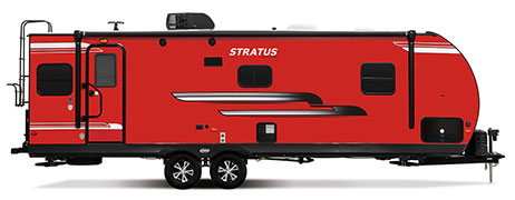 2019 Venture RV Stratus SR261VRL Travel Trailer Exterior Side Profile Door Side Red