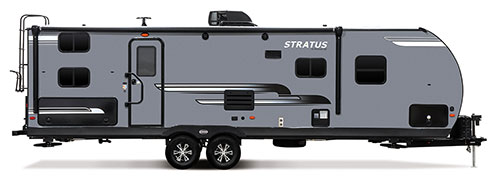 2019 Venture RV Stratus SR281VBH Travel Trailer Exterior Side Profile Door Side Grey