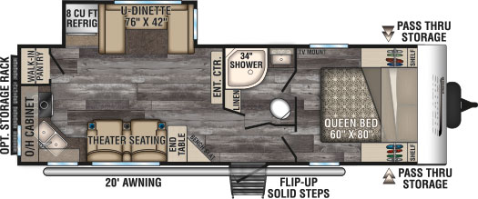 2019 Venture RV Stratus SR261VRK Travel Trailer Theater Seating Option Floorplan