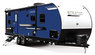 2019 Venture RV Stratus SR261VBH Travel Trailer Exterior Front 3-4 Door Side