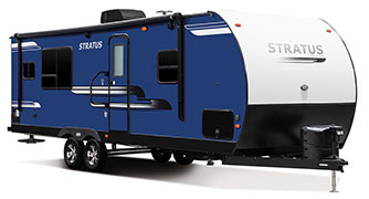 2019 Venture RV Stratus SR261VRK Travel Trailer Exterior Front 3-4 Door Side