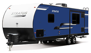 2019 Venture RV Stratus SR261VRK Travel Trailer Exterior Front 3-4 Off Door Side