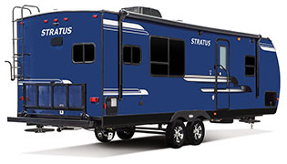 2019 Venture RV Stratus SR261VRK Travel Trailer Exterior Rear 3-4 Door Side