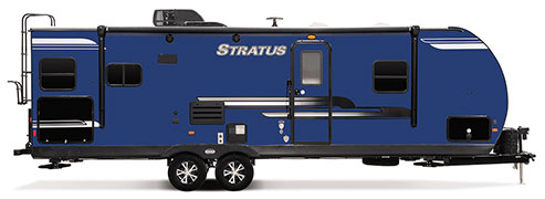2019 Venture RV Stratus SR271VRS Travel Trailer Exterior Side Profile Door Side Shown in Indigo Blue