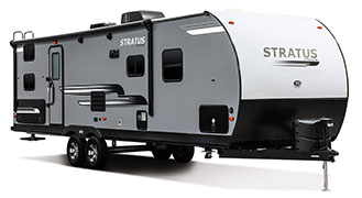 2019 Venture RV Stratus SR281VBH Travel Trailer Exterior Front 3-4 Door Side