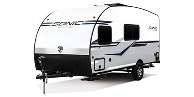 2019 Venture RV Sonic Lite SL168VRB Travel Trailer Exterior Front 3-4 Off Door Side