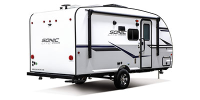 2019 Venture RV Sonic Lite SL169VMK Travel Trailer Exterior Rear 3-4 Door Side