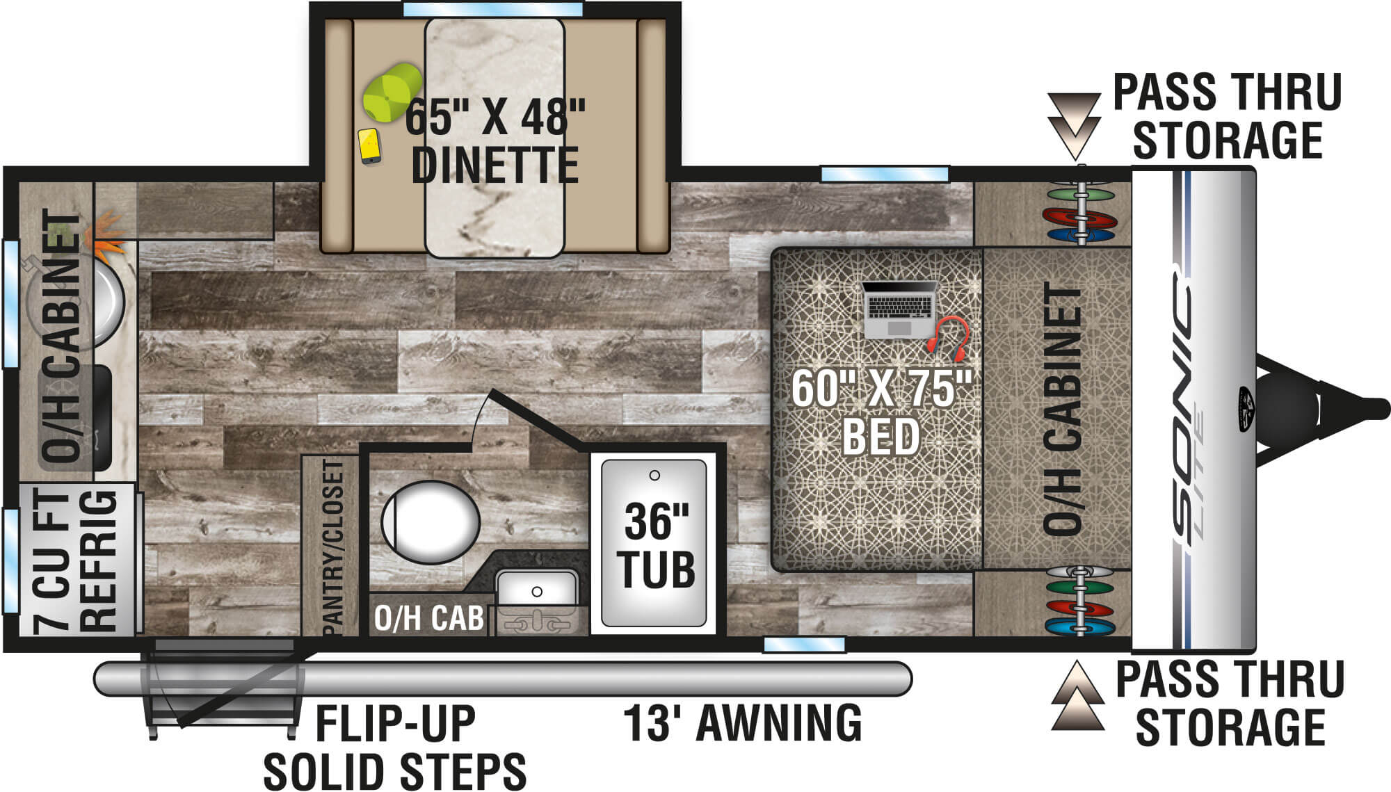 2020 Venture RV Sonic Lite SL169VRK Travel Trailer Floorplan