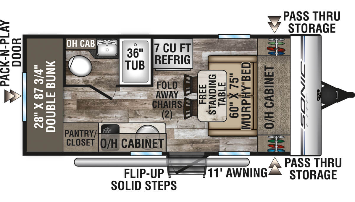 2020 Venture RV Sonic Lite SL169VBH Travel Trailer Floorplan