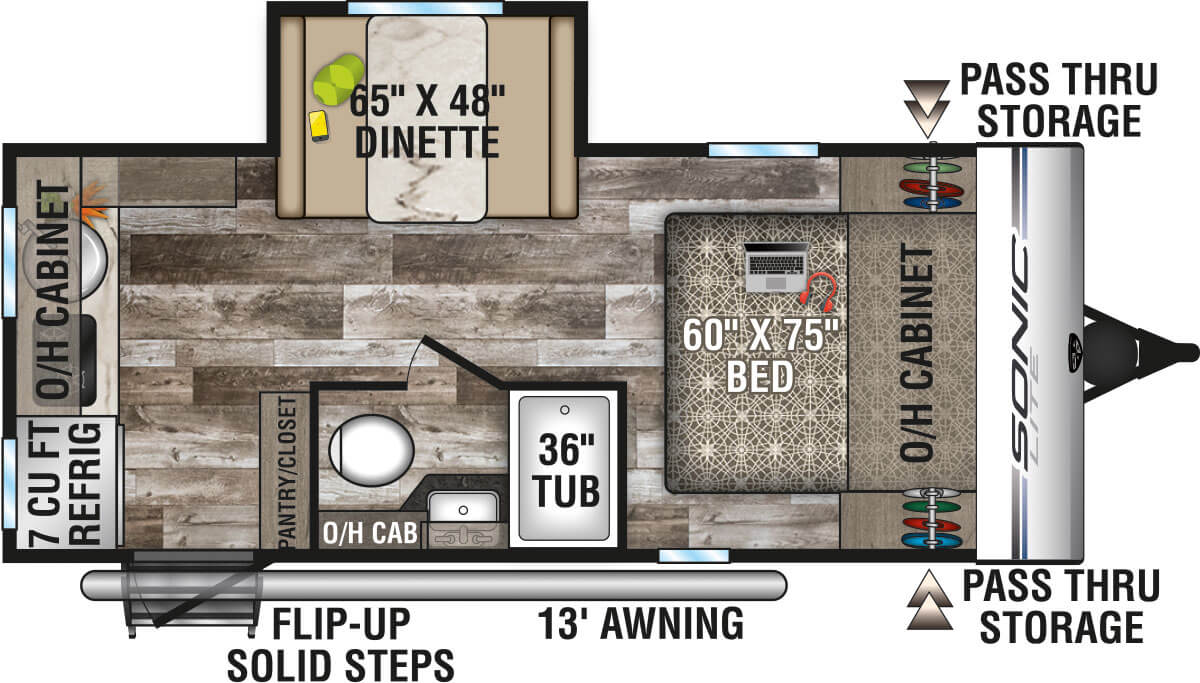 2020 Venture RV Sonic Lite SL169VRK Travel Trailer Floorplan