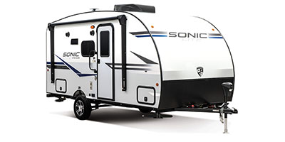 2020 Venture RV Sonic Lite SL150VRB Travel Trailer Exterior Front 3-4 Door Side