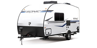 2020 Venture RV Sonic Lite SL150VRB Travel Trailer Exterior Front 3-4 Off Door Side