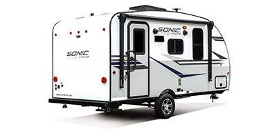 2020 Venture RV Sonic Lite SL150VRK Travel Trailer Exterior Rear 3-4 Door Side