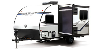 2020 Venture RV Sonic Lite SL169VMK Travel Trailer Exterior Front 3-4 Off Door Side with Slide Out