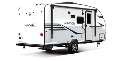2020 Venture RV Sonic Lite SL169VMK Travel Trailer Exterior Rear 3-4 Door Side