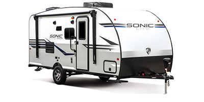 2020 Venture RV Sonic Lite SL169VUD Travel Trailer Exterior Front 3-4 Door Side