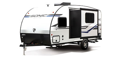 2020 Venture RV Sonic Lite SL169VUD Travel Trailer Exterior Front 3-4 Off Door Side with Slide Out