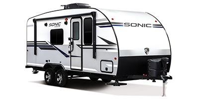 2019 Venture RV Sonic SN190VRB Travel Trailer Exterior Front 3-4 Door Side