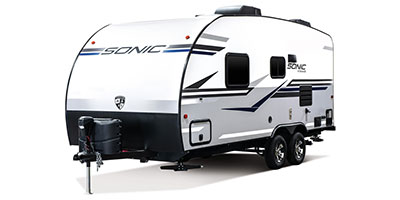 2019 Venture RV Sonic SN190VRB Travel Trailer Exterior Front 3-4 Off Door Side