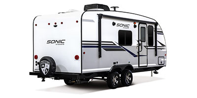 2019 Venture RV Sonic SN190VRB Travel Trailer Exterior Rear 3-4 Door Side