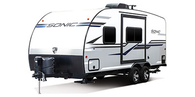 2019 Venture RV Sonic SN200VML Travel Trailer Exterior Front 3-4 Off Door Side