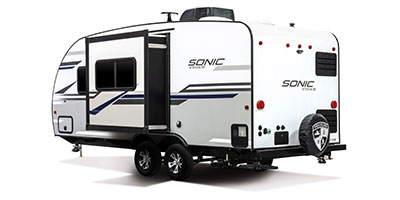 2019 Venture RV Sonic SN200VML Travel Trailer Exterior Rear 3-4 Off Door Side with Slide Out