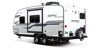 2019 Venture RV Sonic SN200VML Travel Trailer Exterior Rear 3-4 Off Door Side