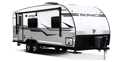 2019 Venture RV Sonic SN231VRK Travel Trailer Exterior Front 3-4 Door Side