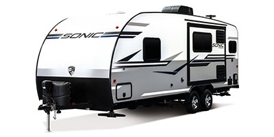 2019 Venture RV Sonic SN231VRK Travel Trailer Exterior Front 3-4 Off Door Side