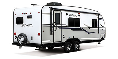 2019 Venture RV Sonic SN231VRK Travel Trailer Exterior Rear 3-4 Door Side