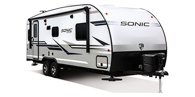 2019 Venture RV Sonic SN231VRL Travel Trailer Exterior Front 3-4 Door Side