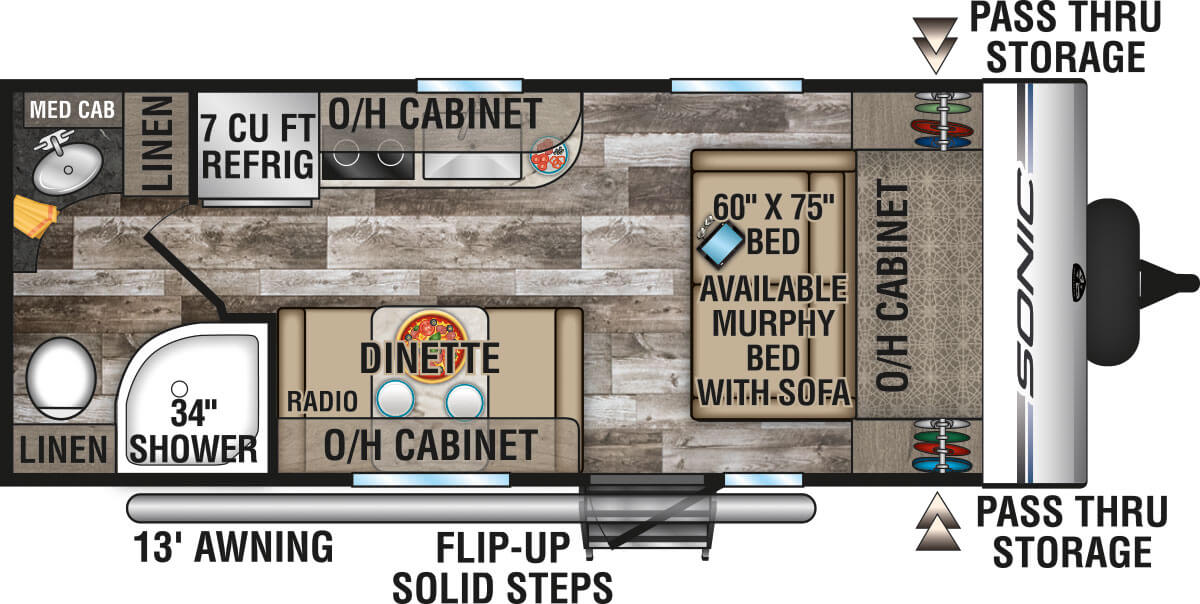 2020 Venture RV Sonic SN190VRB Travel Trailer Floorplan