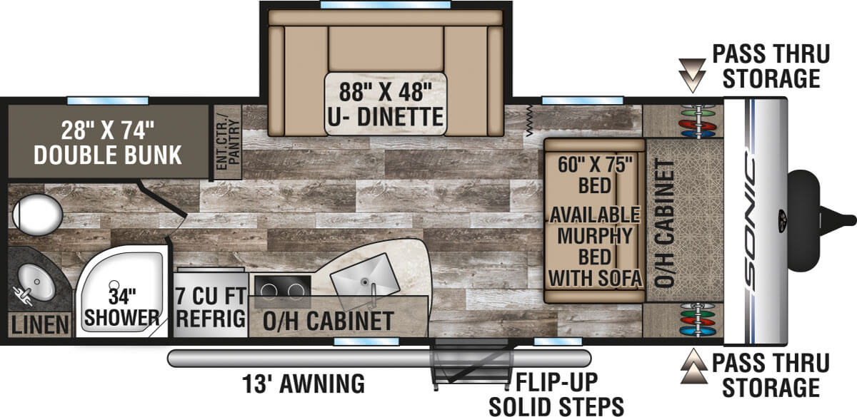 2020 Venture RV Sonic SN220VBH Travel Trailer Floorplan