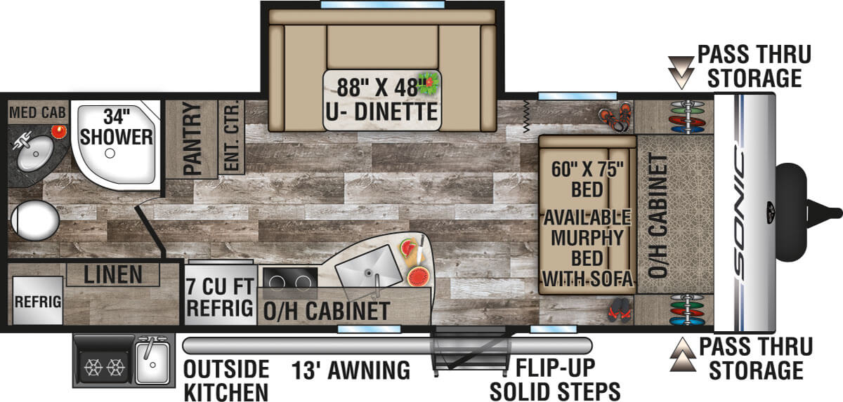 2020 Venture RV Sonic SN220VRB Travel Trailer Floorplan