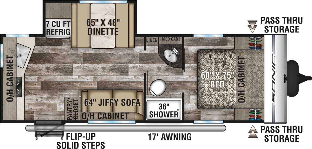 2020 Venture RV Sonic SN231VRK Travel Trailer Floorplan