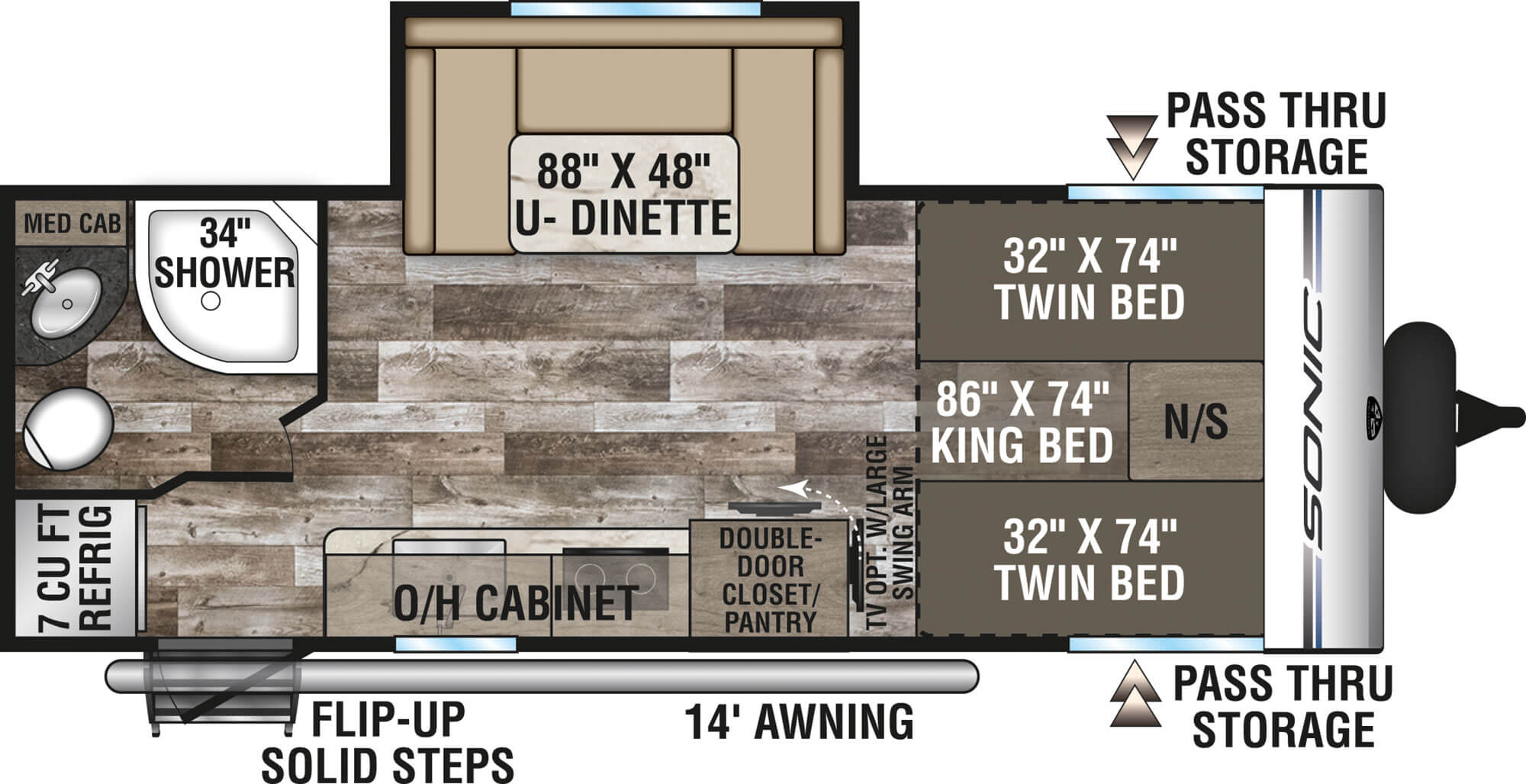 2020 Venture RV Sonic SN210VTB Travel Trailer Floorplan