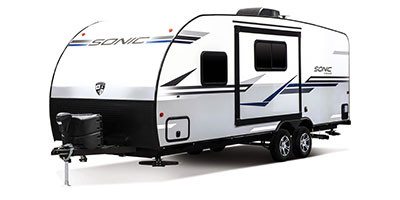 2020 Venture RV Sonic SN220VRB Travel Trailer Front 3-4 Off Door Side