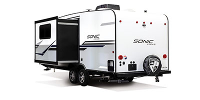 2020 Venture RV Sonic SN220VRB Travel Trailer Rear 3-4 Off Door Side with Slide Out