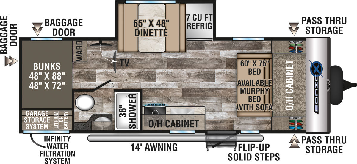 2020 Venture RV Sonic Lite SN211VDBX Travel Trailer Floorplan