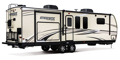 2019 Venture RV SportTrek Touring Edition STT293VRK Travel Trailer Exterior Rear 3-4 Door Side