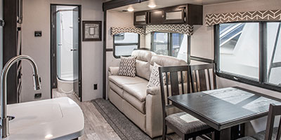 2019 Venture RV SportTrek Touring Edition STT302VRB Travel Trailer Sofa