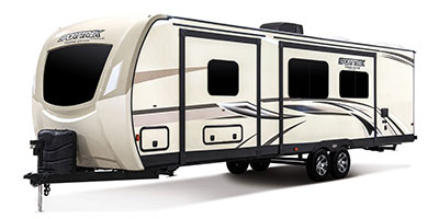 2019 Venture RV SportTrek Touring Edition STT312VBH Travel Trailer Exterior Front 3-4 Off Door Side