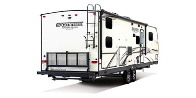 2019 Venture RV SportTrek Touring Edition STT312VBH Travel Trailer Exterior Rear 3-4 Door Side