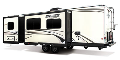 2019 Venture RV SportTrek Touring Edition STT312VBH Travel Trailer Exterior Rear 3-4 Off Door Side with Slide Out