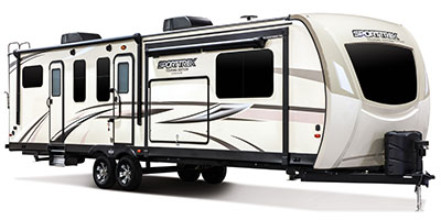 2019 Venture RV SportTrek Touring Edition STT333VFK Travel Trailer Exterior Front 3-4 Door Side