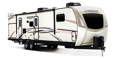 2019 Venture RV SportTrek Touring Edition STT343VBH Travel Trailer Exterior Front 3-4 Door Side